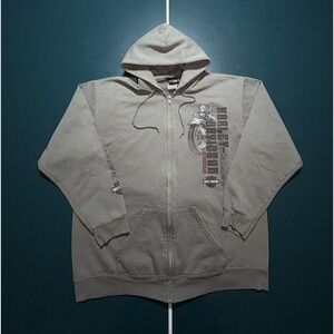 Harley Davidson Full Zip Hoodie Sweatshirt Men Large Faded Gray Sleeve Hit Read*